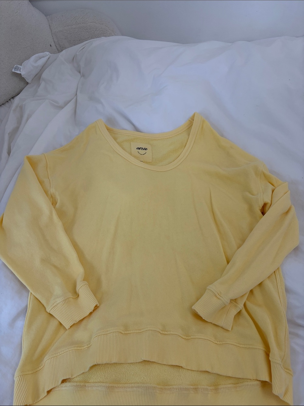 aerie Pale Yellow 'Beach Daze' Graphic Crewneck